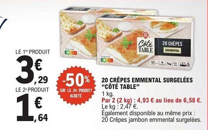 20 Crêpes Emmental Surgelées “Côté Table”
