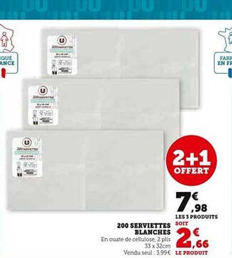 200 SERVIETTES BLANCHES
