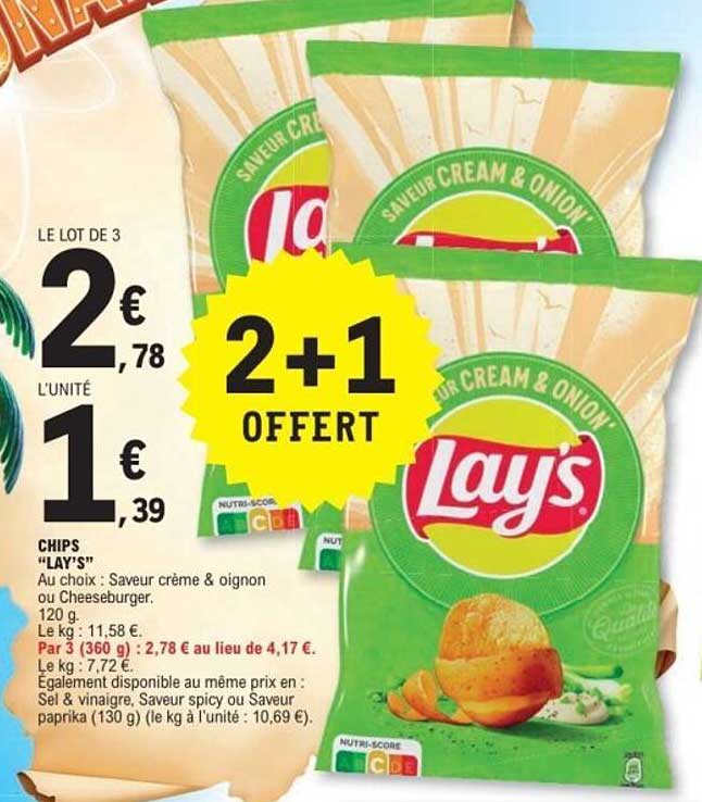 2+1 OFFERT sur les Chips LAY'S