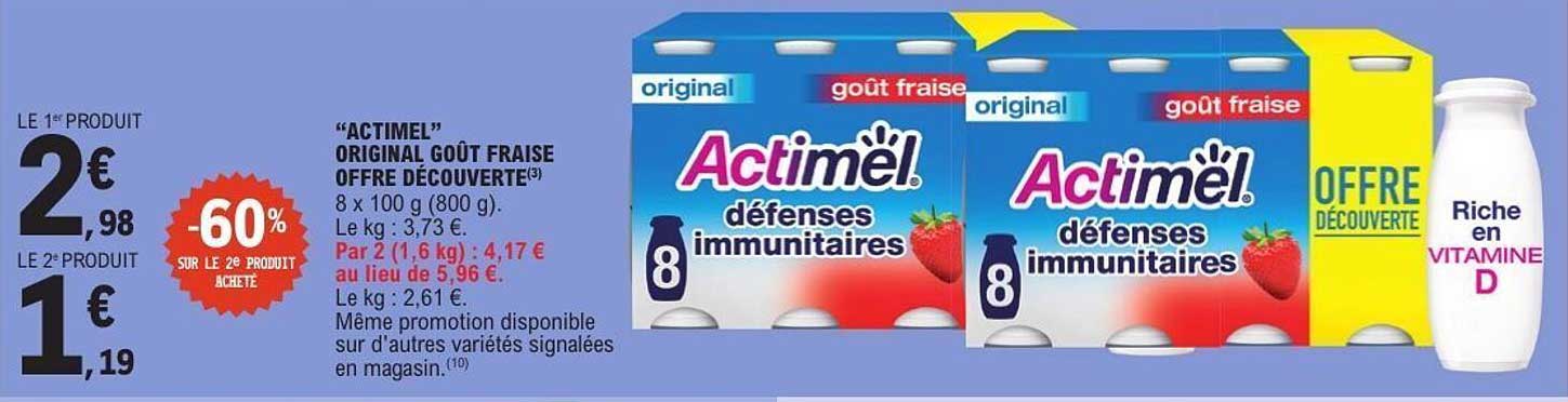 “ACTIMEL” ORIGINAL GOÛT FRAISE OFFRE DÉCOUVERTE
