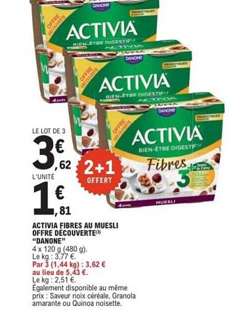 ACTIVIA FIBRES AU MUESLI OFFRE DÉCOUVERTE "DANONE"