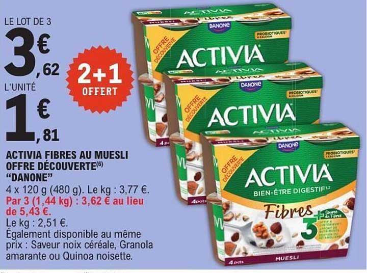 ACTIVIA FIBRES AU MUESLI OFFRE DÉCOUVERTE "DANONE"