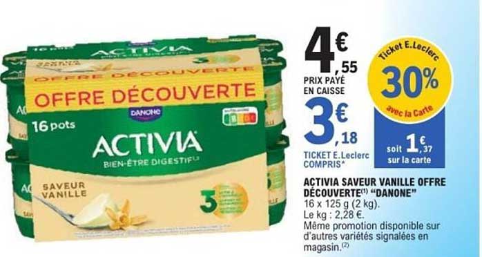 ACTIVIA SAVEUR VANILLE OFFRE DÉCOUVERTE