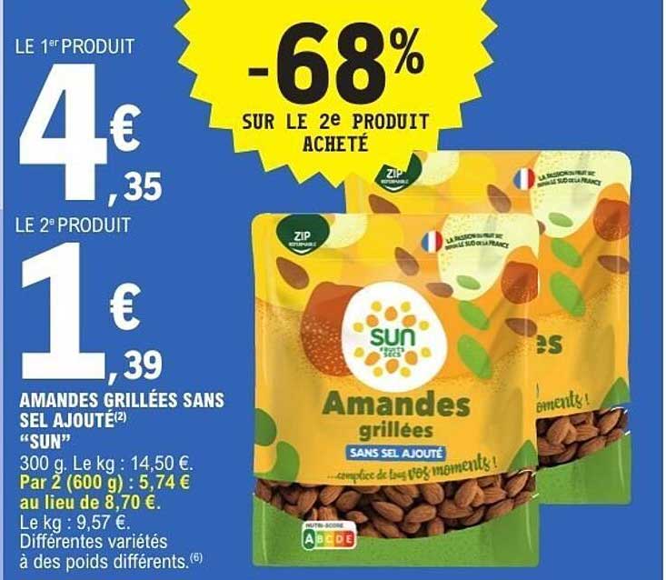 Amandes grillées sans sel ajouté "SUN"