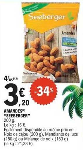 Amandes" Seeberger" 200 g.