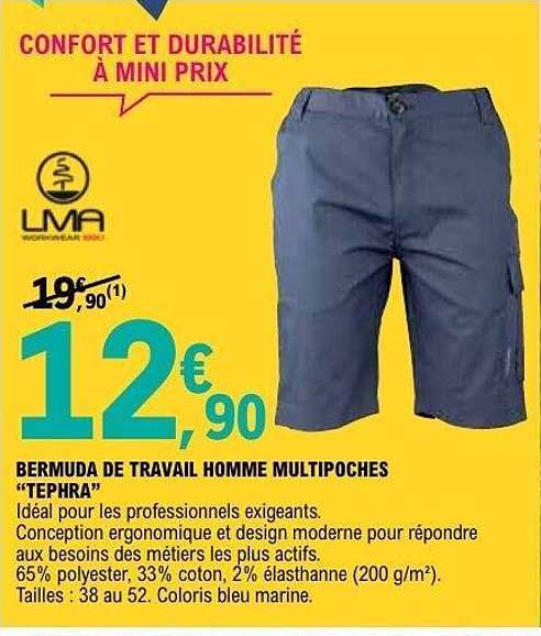 BERMUDA DE TRAVAIL HOMME MULTIPOCHES "TEPHRA"
