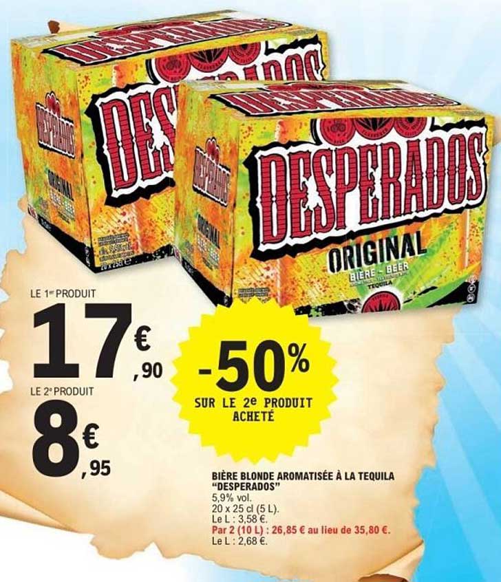 Bière blonde aromatisée à la tequila “DESPERADOS”