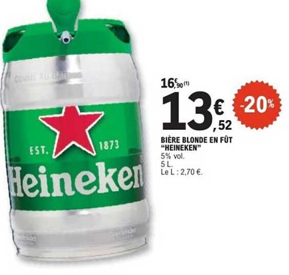 BIÈRE BLONDE EN FÛT "HEINEKEN"