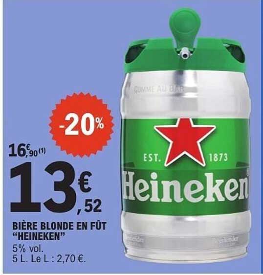 BIÈRE BLONDE EN FÛT "HEINEKEN"