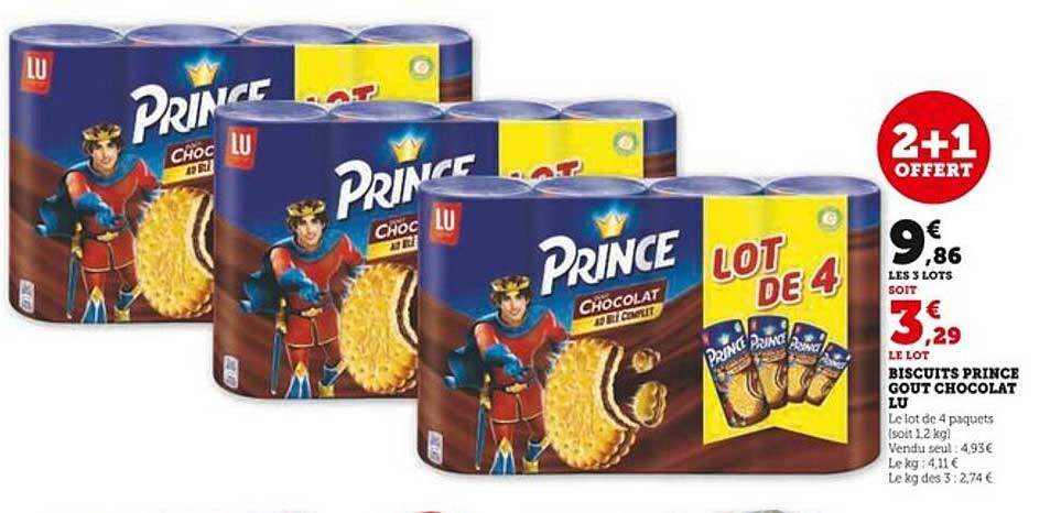 BISCUITS PRINCE GOÛT CHOCOLAT LU