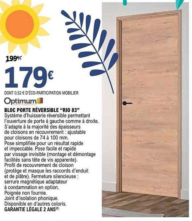 BLOC PORTE RÉVERSIBLE “RIO 83”