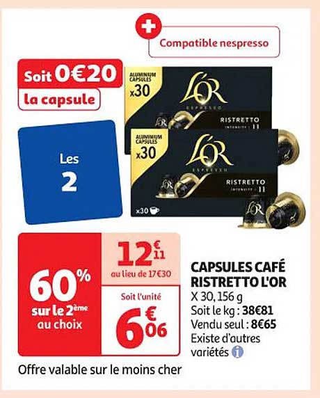CAPSULES CAFÉ RISTRETTO L'OR