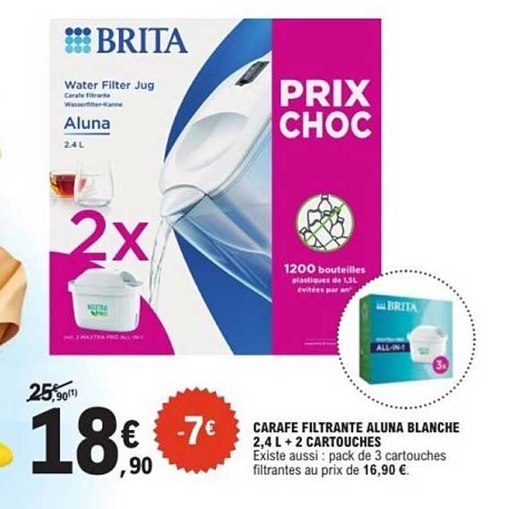 CARAFE FILTRANTE ALUNA BLANCHE 2,4 L + 2 CARTOUCHES