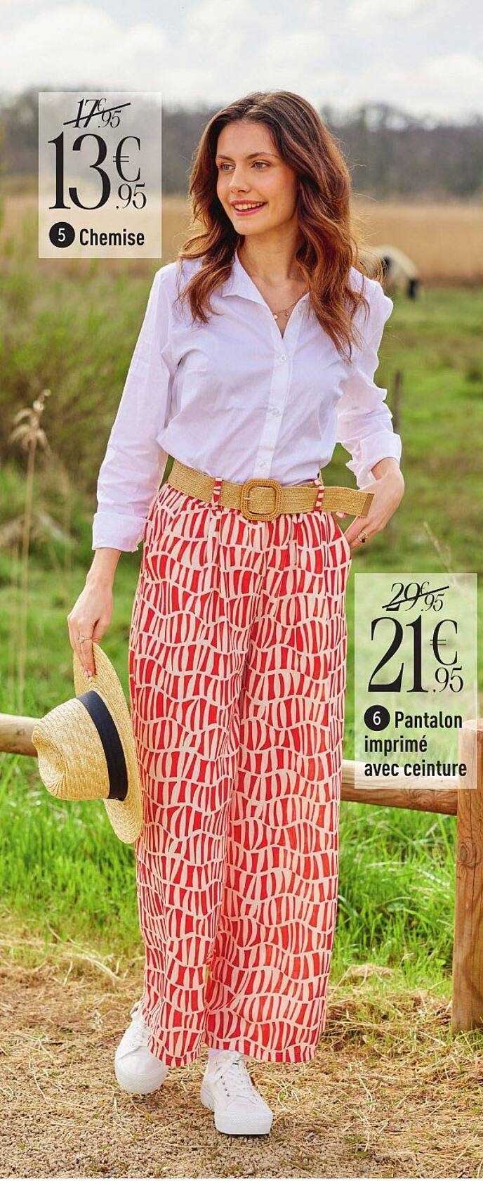 Chemise 13€95 / Pantalon imprimé avec ceinture 21€95