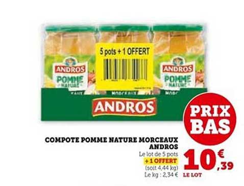 COMPOTE POMME NATURE MORCEAUX ANDROS