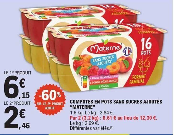 COMPOTES EN POTS SANS SUCRES AJOUTÉS “MATERNE”