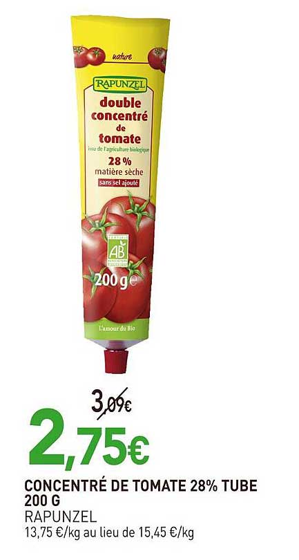 CONCENTRÉ DE TOMATE 28% TUBE 200 G