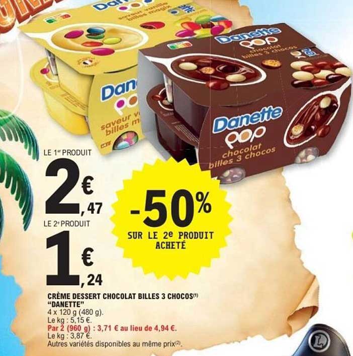 CRÈME DESSERT CHOCOLAT BILLES 3 CHOCOS "DANETTE"