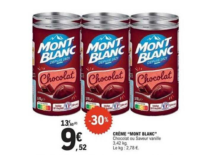 CRÈME “MONT BLANC” Chocolat ou Saveur vanille