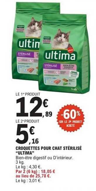 CROQUETTES POUR CHAT STÉRILISÉ “ULTIMA”