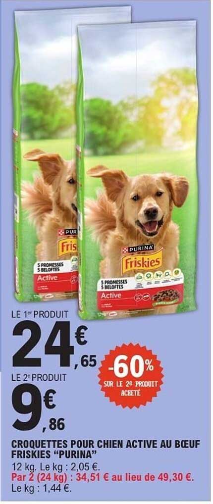CROQUETTES POUR CHIEN ACTIVE AU BŒUF FRISKIES "PURINA"