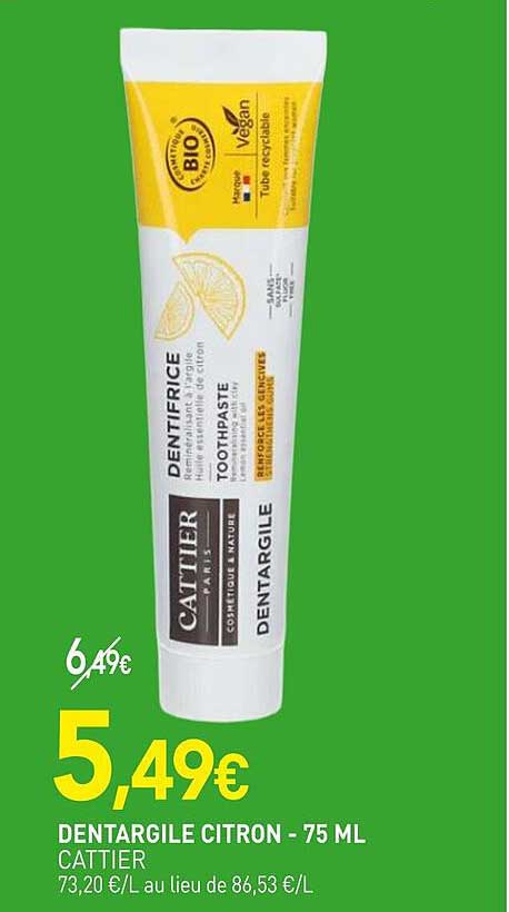 DENTARGILE CITRON - 75 ML CATTIER