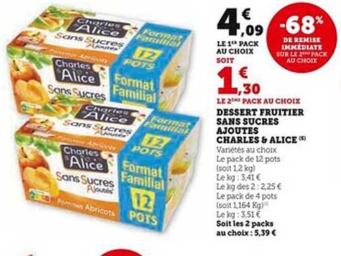 DESSERT FRUITIER SANS SUCRES AJOUTES CHARLES & ALICE