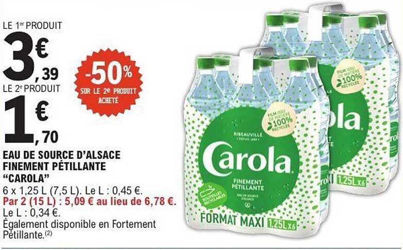 Eau de source d’Alsace finement pétillante "Carola"
