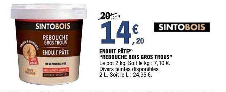 ENDUIT PÂTE "REBOUCHE BOIS GROS TROUS"