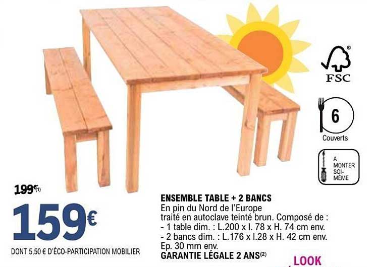 ENSEMBLE TABLE + 2 BANCS