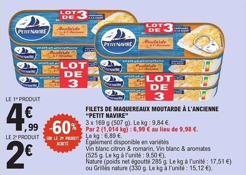 FILETS DE MAQUEREAUX MOUTARDE À L'ANCIENNE "PETIT NAVIRE"