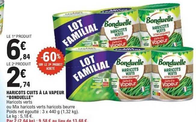HARICOTS CUITS À LA VAPEUR “BONDUELLE”