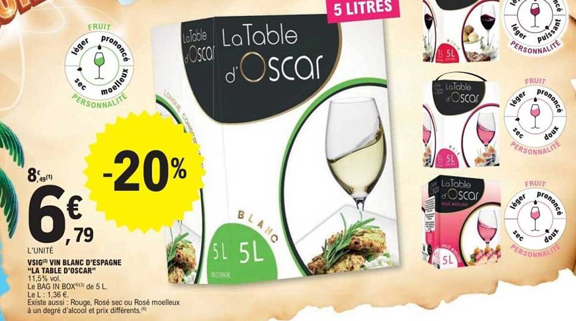 La Table d'Oscar Vin Blanc d'Espagne -20%
