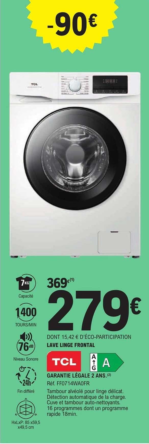 LAVE LINGE FRONTAL TCL -90€