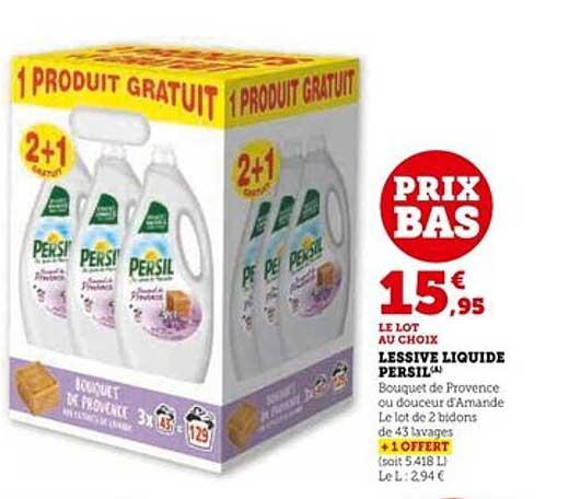 LESSIVE LIQUIDE PERSIL 2+1 GRATUIT
