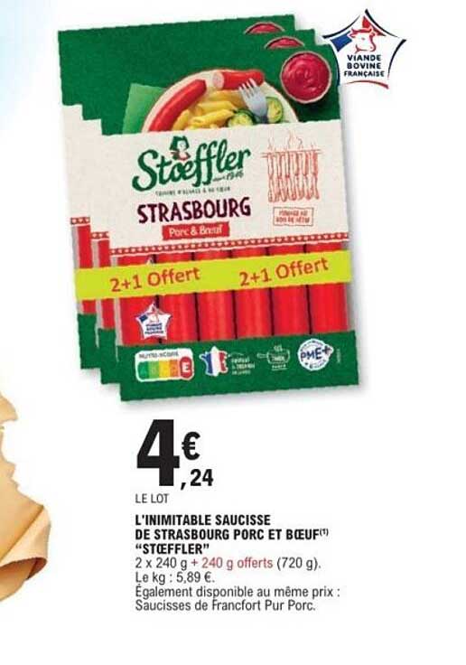 L'inimitable saucisse de Strasbourg porc et bœuf "Steffler"