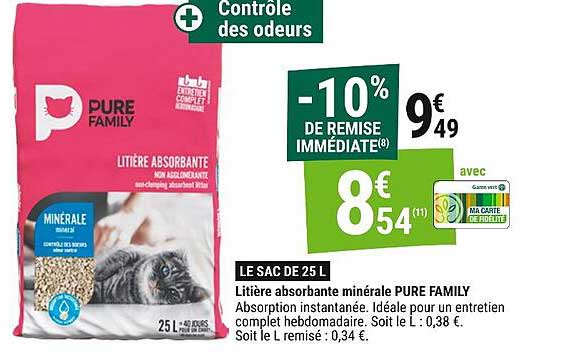 Litière absorbante minérale PURE FAMILY