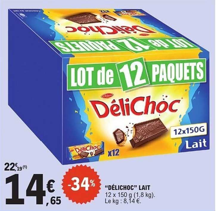 LOT de 12 PAQUETS "DÉLICHOC" LAIT