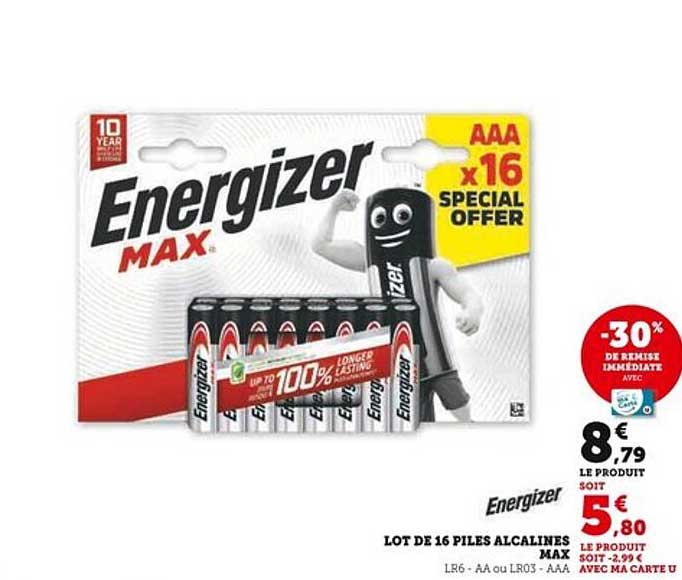 LOT DE 16 PILES ALCALINES MAX