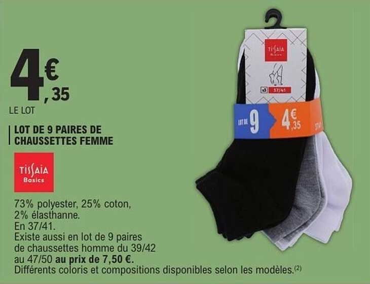 LOT DE 9 PAIRES DE CHAUSSETTES FEMME