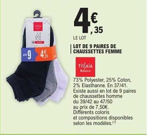 LOT DE 9 PAIRES DE CHAUSSETTES FEMME
