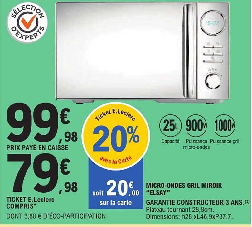 MICRO-ONDES GRIL MIROIR “ELSAY”
