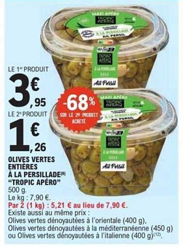 OLIVES VERTES ENTIÈRES À LA PERSILLADE "TROPIC APÉRO"
