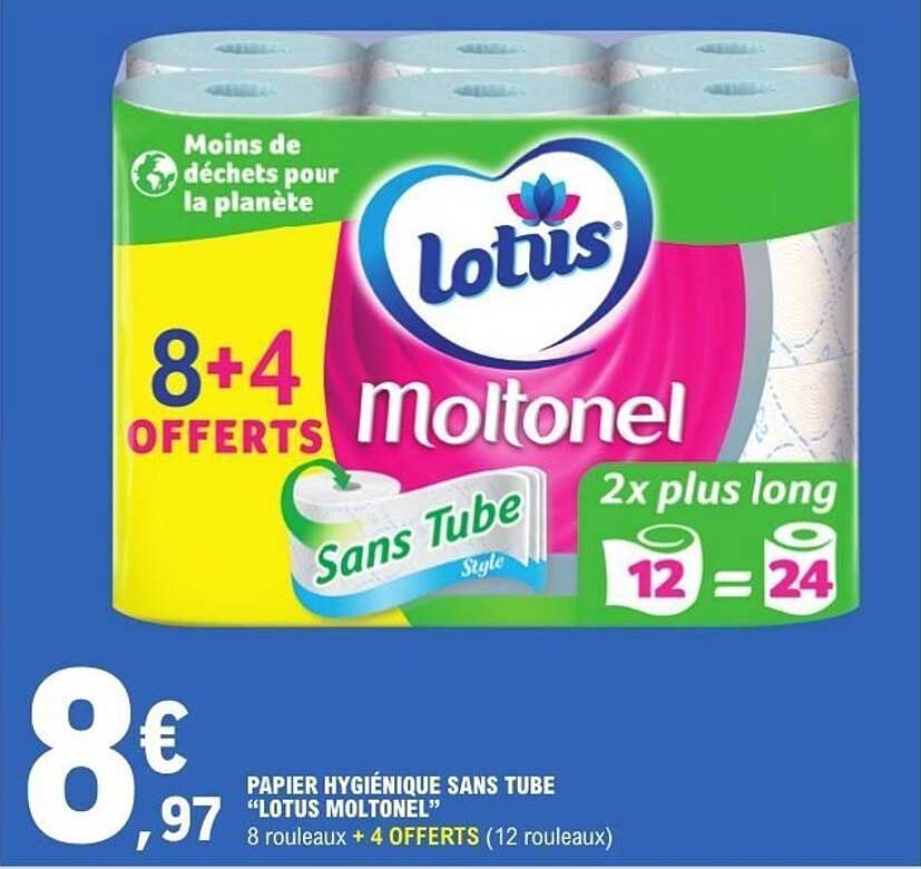 PAPIER HYGIÉNIQUE SANS TUBE "LOTUS MOLTONEL"