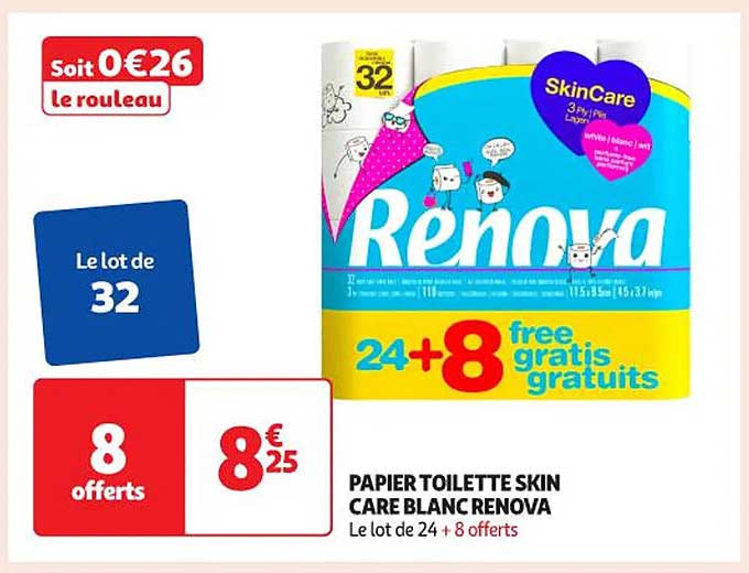 PAPIER TOILETTE SKIN CARE BLANC RENOVA