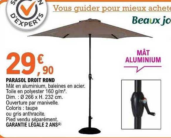PARASOL DROIT ROND