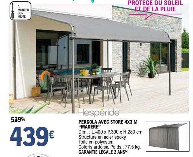 PERGOLA AVEC STORE 4X3 M “MADÈRE”