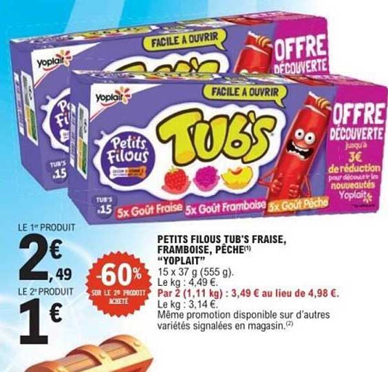 PETITS FILOUS TUB'S FRAISE, FRAMBOISE, PÊCHE