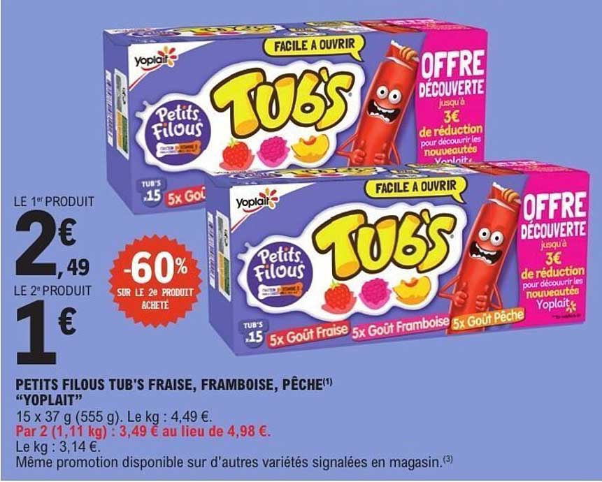 PETITS FILOUS TUB'S FRAISE, FRAMBOISE, PÊCHE