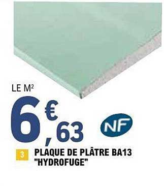PLAQUE DE PLÂTRE BA13 "HYDROFUGE"